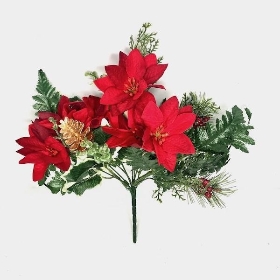 Red Poinsettia Mix Bush 37cm