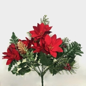 Red Poinsettia Mix Bush 37cm