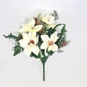 White Poinsettia Mix Bush 37cm