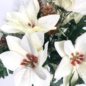 White Poinsettia Mix Bush 37cm