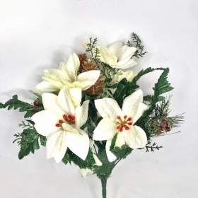 White Poinsettia Mix Bush 37cm