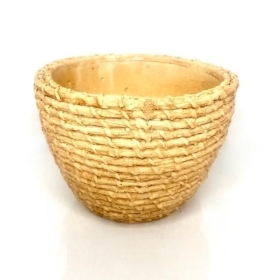 Yellow Ceramic Rope Pot 9cm