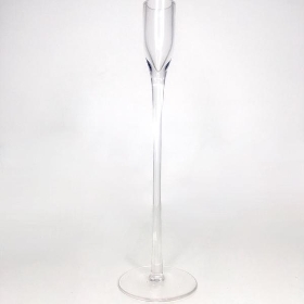 Clear Glass Flute Candle Stick 27cm