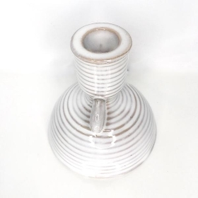 White Mottled Ceramic Candle Stick 2 Handle 11cm