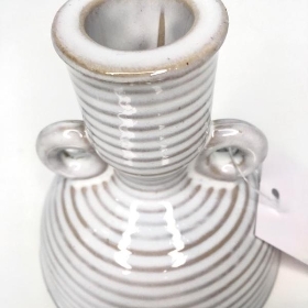 White Mottled Ceramic Candle Stick 2 Handle 11cm