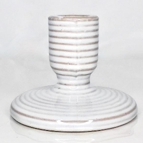 White Mottled Ceramic Candle Stick 1 Handle 7cm