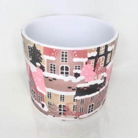 Ceramic Winter Village Pot 10cm