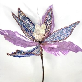 Purple Iridescent Poinsettia 53cm