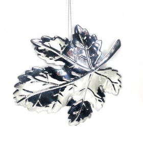 Silver Metallic Leaf 17cm