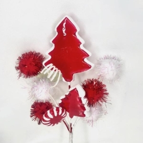 Christmas Tree & Pom Pom Pick 26cm