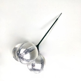 3 x Silver & White Balls 17cm