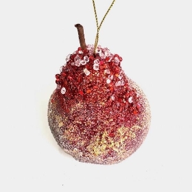 Burgundy Beaded Pear 12cm