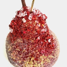 Burgundy Beaded Pear 12cm