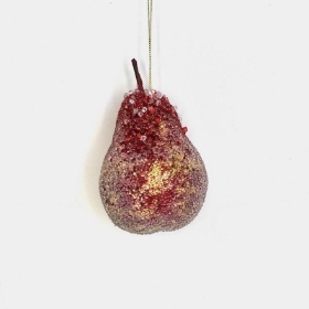 Burgundy Beaded Pear 12cm