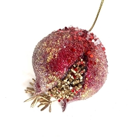 Burgundy Beaded Pomegranate 8cm