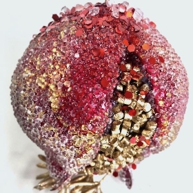 Burgundy Beaded Pomegranate 8cm