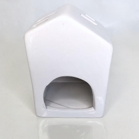 White Ceramic Heart Tealight House 10cm