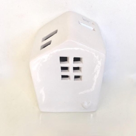 White Ceramic Heart Tealight House 10cm