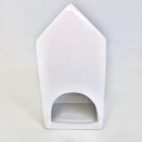 White Ceramic Heart Tealight House 14.5cm