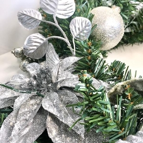 Silver Poinsettia Wreath 60cm