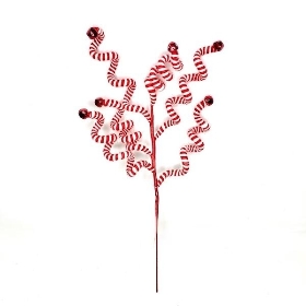 Red & White Spiral With Bells 58cm