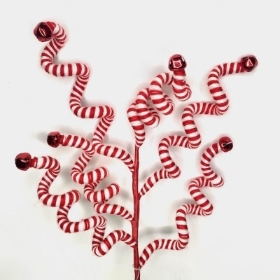 Red & White Spiral With Bells 58cm