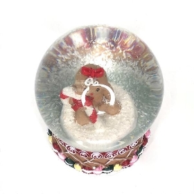 Gingerbread Candy Cane Snow Globe 8cm