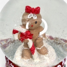 Gingerbread Candy Cane Snow Globe 8cm