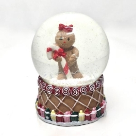 Gingerbread Candy Cane Snow Globe 8cm