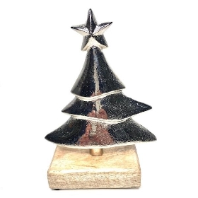 Silver Metal Tree & Star On Stand 15cm