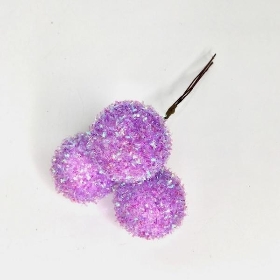 3 x Frosted Lilac Balls 17cm