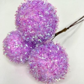 3 x Frosted Lilac Balls 17cm