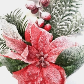 Snowy Poinsettia & Pine Spray 31cm