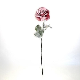 Red Snowy Rose Stem 67cm