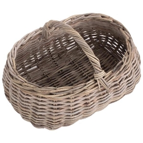 Grey Rattan Kindling Basket 41cm