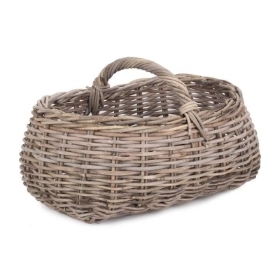 Grey Rattan Kindling Basket 41cm