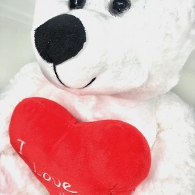 White I Love You Teddy 28cm