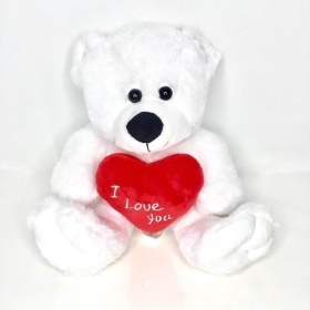 White I Love You Teddy 28cm