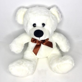 Cream Teddy Brown Bow 28cm