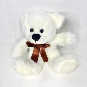 Cream Teddy Brown Bow 20cm