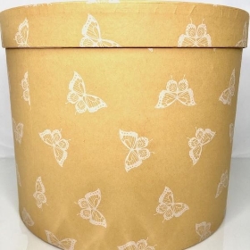 Kraft Hat Box White Butterfly 17.5cm