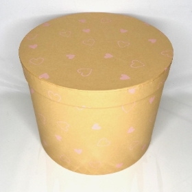 Kraft Hat Box Pink Heart 17.5cm