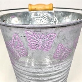 Lilac Butterfly Zinc Bucket 11.5cm