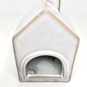 White Ceramic Heart House Tealight Holder 11cm