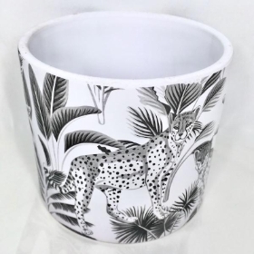 Black & White Cheetah Pot 11cm