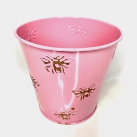 Pink & Gold Bee Zinc Pot 11cm