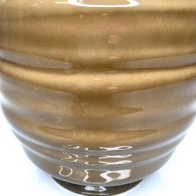 Caramel Ceramic Ribbed Planter 15cm