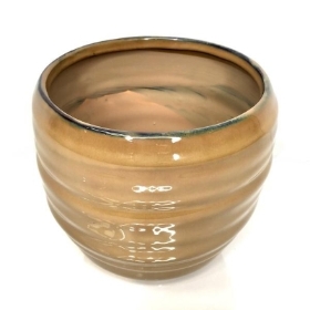 Caramel Ceramic Ribbed Planter 15cm