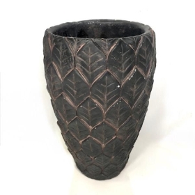 Dark Grey Leaf Vase 23cm