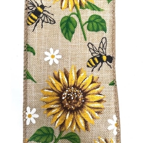 Sunflower & Bee Ribbon 6mm